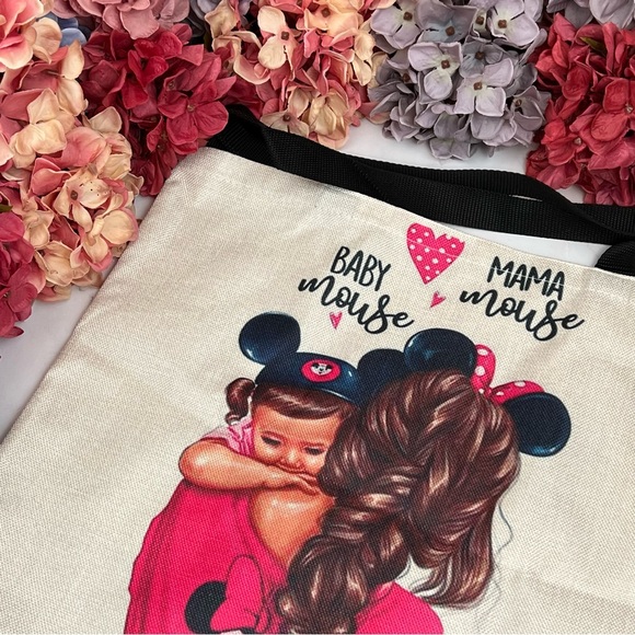 Eco-Friendly Mama Minnie Mouse with Little Baby Mouse Folding Tote Bag - Picture 9 of 15